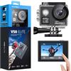 AKASO V50 Elite Action Cam Native 4K/60FPS 20MP WiFi, Fotocamera Subacquea 40M Impermeabile con Touch Screen, Comandi Vocali, 8xZoom, Angolo Variabile, Stabilizzatore EIS, Kit di Accessori