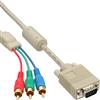InLine 20615 Cavo VGA RGB, 5X RCA Maschio a Sub-D 15Pin Maschio, 2 m, RGB, Pin Dorati, Beige