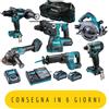 Makita DK0115G601 (TD001G+HP001G+JR001G+GA005G + HS003G+HR001G) COMPLETO CON DUE BATTERIE E CARICABATTERIE + BORSONE