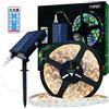 Lumtang Strisce LED Solari da Esterno, 10m 560 LED Striscia LED IP67 Impermeabili, Luci LED Bianche Calde con Telecomando, 2835 Luci a Corda SMD per Alberi da Giardino Natale