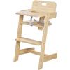 roba Seggiolone per Bambini Nature Up in Legno di Bambù Certificato FSC - Regolabile con Vassoio Rimovibile - Cintura a 3 Punti - Fino a 70 kg di Portata - Naturale