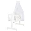 roba Set Culla Completo Fox e Bunny - Inserto 40 x 90 cm - Funzione di Blocco - Ruote con Freni Inclusi - Baldacchino - Motivo con Coniglietto e Volpe - Legno Laccato Bianco