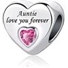 SBI Jewelry Charm a forma di cuore rosa Love You Forever, compatibile con braccialetti Pandora, per mamma, figlia, nonna, sorella, Misura unica, Rame, Nessuna pietra preziosa