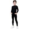 L S U Set di biancheria intima termica per bambini a maniche lunghe con pantaloni e pantaloni, Nero , SET 3-5 Years