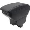 KAERGK Bracciolo Auto Compatibile con Peugeot 208 2019-2021 | Vano Portaoggetti a Due Livelli, 4 Porte USB, Montaggio Semplice, Bracciolo Regolabile, Pelle PU, Linea Nera