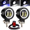YnGia 2pcs Moto Led Faro Rotondo Moto Faretti Fendinebbia con Blu Angelo Occhio DRL Luce Bianca Impermeabile Guida Luce di Corsa 12v 24v per Fuoristrada Camion