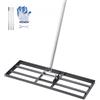 VEVOR Rastrello Livellatore per Prato, Livellatore in Acciaio al Carbonio Antiruggine con Manico da 2130 mm, Piastra di Base da 254 x 762 mm Regolabili per Campo da Golf da Giardino
