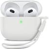MyGadget Custodia in Silicone per AirPods 3a Generazione - [ Compatibile con Qi ] con Braccialetto in Silicone - Custodia Protettiva Morbida - Bianco