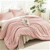 Litanika, Set piumino matrimoniale per ragazze, 3 pezzi, leggero, tinta unita, per tutte le stagioni, soffice, piumino 200 x 229 cm e 2 federe, colore: rosa