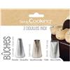 ScrapCooking - 3 boccole per tronchi di Natale - Boccole da pasticceria in acciaio inox - Qualità professionale - Punte tasche a bussola - Decorazione torta dessert - 1835