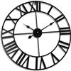 Relaxdays Orologio da Parete, Numeri Romani, Ø 60 cm, da Salotto a Batteria, analogico, Ferro, Nero
