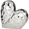 Deco 79 Scultura decorativa a forma di cuore in ceramica in porcellana dimensionale angolata ispirata a origami, statua decorativa per la casa, statuetta di accento 30,5 x 15,2 x 27,9 cm, argento