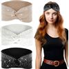 Larrel 3 fasce per capelli glitterate, con strass luccicanti, elastiche, da donna, con strass, antiscivolo, per sport, allenamento, yoga, esercizio