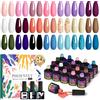 phoenixy 24 Pz Smalti Semipermanenti per Unghie in UV LED, Phoenixy Kit Smalto Semipermanente Unghie con Base Coat e Glossy & Matt Top Coat, Smalti Gel per Unghie Professionali Kit