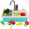 EULEUY Lavello per Bambini, Lavello Giocattolo con Acqua, Sistemi Automatici di Circolazione, Accessori Cucina Giocattolo, Giocare con Il Cibo e Tagliare Cucina per Bambini