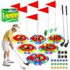 VATOS 2-in-1 Golf con luci per bambini - Gioco di chipping e lancio di borse con 6 bersagli LED, 2 mazze, 18 palline, golf notturno per feste in interni ed esterni, regali sportivi per bambini di età