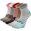 LOFIR Calzini Divertenti con Dita Separate per Donna Calzini 5 dita con Animali in Cotone, Calze con Dita Antiscivolo, Taglia 35-41, 5 paia