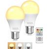 BrightArk Lampadina LED E27 con Telecomando, Lampadina E27 Dimmerabile, Lampadine LED 9W Equivalente a 60W, 3 Temperature di Colore 3000K-6000K, Lampadine Telecomandate con Funzione di Temporizzazione e Memoria