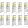 Jiotouhu G9 LED bianco freddo 6000 K, 3 W, equivalente a lampadina alogena da 30 W, lampadine LED G9, 300 lumen, angolo di fascio di 360 gradi, lampadina a LED non dimmerabile, 10 pezzi