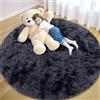 smiry Tappeto a pelo lungo per soggiorno, antiscivolo, moderno, soffice e accogliente, per soggiorno, camera da letto, cameretta dei bambini, 200 cm rotondo, grigio scuro