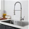 Miucoguier Rubinetto Cucina con Doccetta Estraibile - Rubinetto Lavello Cucina con Molla a Spirale Girevole 360 ° Miscelatore Monocomando Rubinetto da Cucina Acciaio Inox 304 (Nichel Spazzolato)