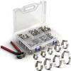 POUMUE 180PCS Fascette Stringitubo in Acciaio Inox 304 con Pinza, 9 Misure 6-25,6 mm Fascette Metalliche Stringitubo Fascette Acciaio Inox, Fascette Stringitubo a Orecchio Singolo per Tubi Gas, Acqua