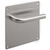 Emuca - Set maniglia a L con piastra 17x17cm per porte interne, acciaio inossidabile, nichel satinato