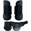 Merauno® Set di 4 ghette per cavalli anteriori, posteriori e chiusura in velcro, per uomo e donna, in poliuretano, robuste, elastiche, tendon Boots Classic (L, nero)