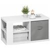 Furinno VIOLA Tavolino da caffè, tavolino da caffè moderno a 3 livelli con piano spesso 1,2, tavolino laterale con ripiano aperto e vano contenitore, Bianco/Grigio chiaro