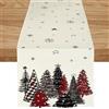 ZWJD Runner Da Tavola Natalizio 40x100 Moderno Nero E Rosso Con Alberi Di Natale E Fiocchi Di Neve, Decorazione Festiva Per Tavolo Invernale, Ideale Per Feste, Sala Da Pranzo E Soggiorno