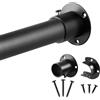Poskena Asta appendiabiti telescopica, nera, 32 mm, asta appendiabiti con ganci in metallo, per armadio e armadio (74-160 cm)