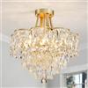 WUZUPS Crystal Chandelier Plafonnier encastré Luminaire moderne pour Chambre à coucher Hallway Bar Cuisine Salle de bain, H 49 x L 46. 5, E14 Base, Gold