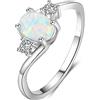 Bellitia Jewelry Anello Geometrico Donna in Argento Sterling 925 per Lei, Pietra Portafortuna Opale Bianco CZ Anello di Promessa Fidanzamento Anniversario per Donna