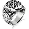 WithLoveSilver Argento Massiccio Sterling 925 Vegvisir amuleto celtica Vichingo Protezione Anello e Argento, 19,5, cod. GG465