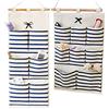 Ylinwtech Borsa Portaoggetti da Parete,Portaoggetti da Appendere bagno,Borsa da Appendere a Righe con 6 Tasche e 8 Tasche,Borsa per Organizer Sospesa,per Camera,Letto,Cucina,Bagno,Chiave,Armadio(Blu)