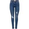 ONLY Bestseller A/S Onlwauw Mid SK Destroy DNM Anno di Costruzione 209 Jeans, Dark Blue Denim, (XS) W x 32L Donna