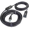 PremiumCord Cavo Prolunga USB Attivo con Ripetitore 10m, USB a Femmina a A Maschio, Cavo USB 3.2 Super Speed, 2X Schermato, AWG20/28, Colore Nero, Lunghezza 10m