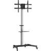AISENS - FT86TRE-197 - Supporto da pavimento con ruota, vassoio per DVD per monitor/TV 50 kg di 37-86, nero-argento