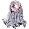 STORY OF SHANGHAI Sciarpa di 100% Seta Charmeuse da Donna Foulard a Raso con Fantasie Orientale, Lotus Bianco
