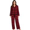 BEEYANOPAL Pigiama Donna in Flanella 100% Cotone a Quadri con Camicia e Pantaloni Morbidi con Vita Elastica, Caldo e Comodo per Inverno (IT, Testo, S, Regular, Regular, Quadri Verdi e Blu Scuro)