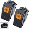 Taiss 2 pezzi 12V-24V 20A Interruttore a Bilanciere 2 posizioni DPST 4 pin ON-OFF Impermeabile Interruttore Pulsante con LED Indicatore Giallo,per Auto Camion Moto Barca RK1-06N-Y
