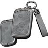 TECART Portachiavi auto per Lexus CT200H RX400H RX450H GX400 GX460 HS250H GS460H GS430 LX570 IS350 ES240 telecomando in pelle portachiavi 3 tasti B grigio