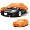 Partuto Copertura Auto Impermeabile per Mazda MX-5 Miata 1pc | Arancione, Film Alluminio Cotone, 410x148x123cm, Cerniere, Cordino Elastico, Strisce Riflettenti, Anti-UV Pioggia
