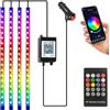 GOMETY Illuminazione interna a LED per auto, 4 pezzi 72 strisce RGB illuminazione interna auto Ambiente 12V accendisigari LED Strip con APP controllo e telecomando Dynamic Music Neon