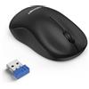 TECKNET Mouse Wireless, 3200 DPI Silenzioso Mouse Senza Fili Ottico con Ricevitore Nano USB per Laptop, MacBook, PC, Ufficio, Plug and Play, Nero