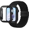 BBAMEN Intrecciato Cinturini e Cover Con Vetro Temperato Compatibile per Apple Watch Cinturino Series 9/8/7 41mm Uomo Donna, Nylon Sport Loop Chiusura Magnetica Cinturino Con HD Custodia Protettiva