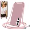 Jrkvniv Cover per Samsung Galaxy A16 5G con Cordino, Morbido TPU Silicone Case con Laccio Tracolla, Regolabile e Rimovibile, Antiurto AntiGraffio Case per Samsung Galaxy A16 5G, Rosa