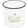 GRUSS & CO Candela in tazza, motivo Luce portafortuna, in porcellana, altezza 8,8 cm, diametro 8,4 cm, articolo decorativo, 74772