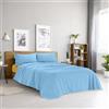 Ruggeri - Set Lenzuola Letto Matrimoniali 4 Pezzi in 100% Cotone, Lenzuolo con Angoli 170x200 cm, Lenzuolo Piatto 240x280 cm e 2 Federe Double 50x80 cm, Certificato Oeko-Tex - Azzurro E Giallo