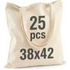 IDEA HOME Set 25 Borse in Cotone 38×42 cm - Bremen Shopper Riutilizzabili Naturali, Sacche in Tessuto Resistenti per Spesa, Ufficio, Università e Progetti DIY